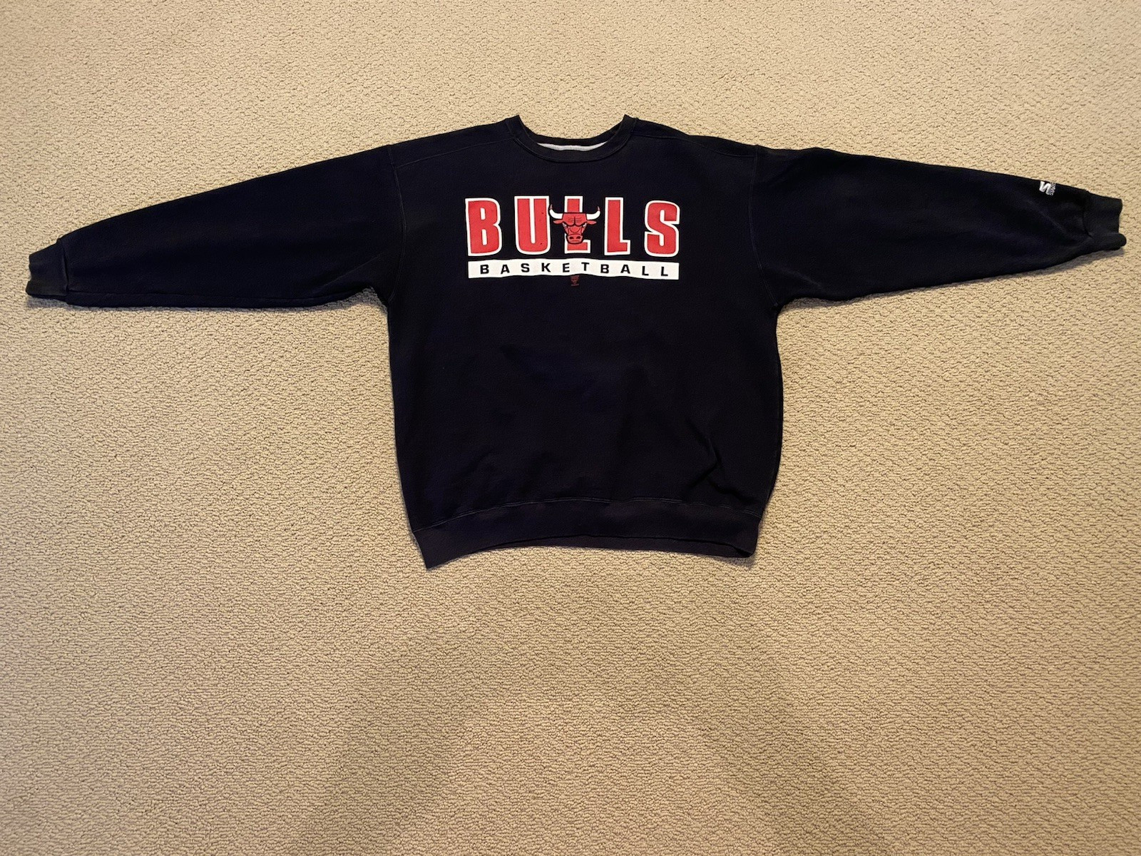 Vintage Chicago Bulls Black Sweatshirt Starter NBA Basketball 90s Men’s Size XXL