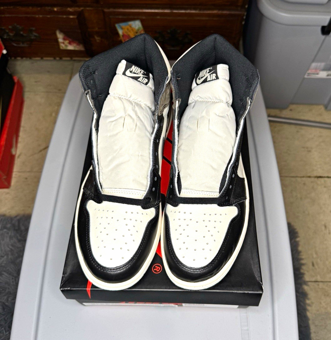 Nike Air Jordan 1 High Top Leather Sneakers Colorblock Black White Gray