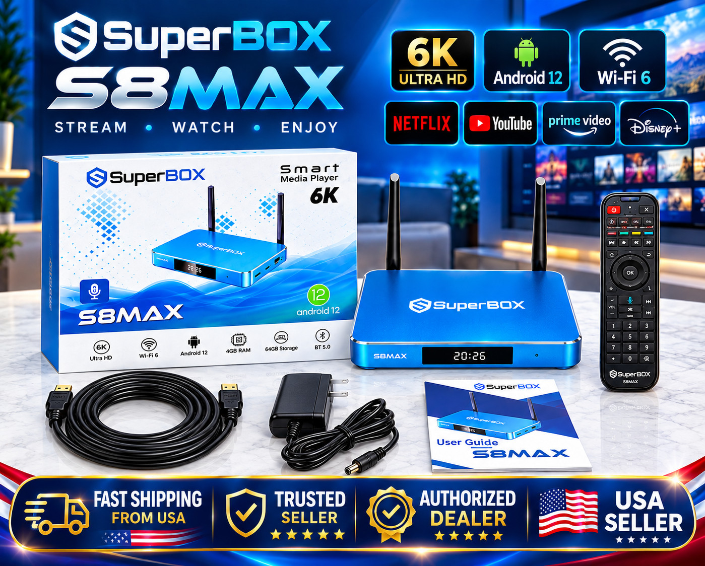 2027 SuperBox S8 Max 64GB 6K TV Box Authorized Dealer USA Seller | 