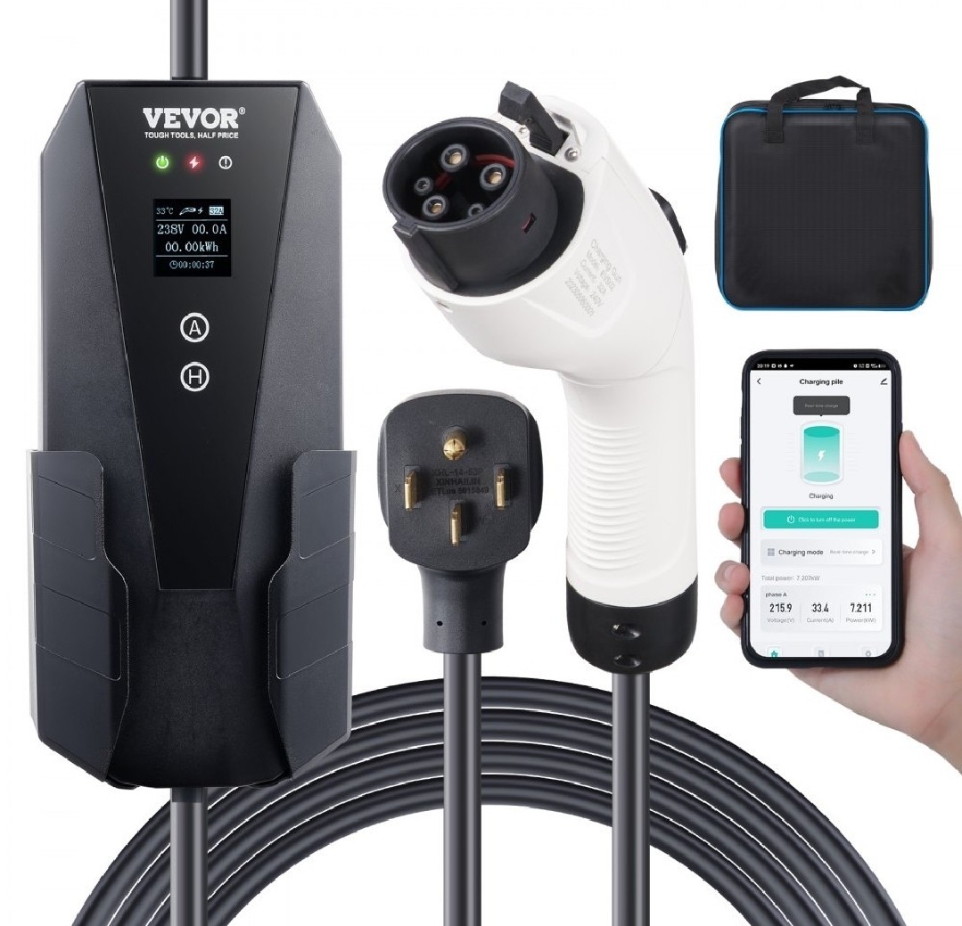 VEVOR Portable EV Charger EV Car Charging Cable 32Amp Level 2 Adjustable Current VEVOR Portable EV Charger EV Car Charging Cable 32Amp Level 2 Adjustable Current