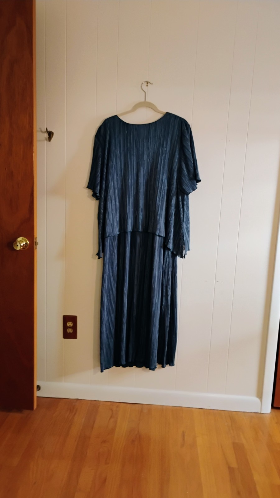 Dark Teal Dress, 3X, short flutter sleeves, midi, business or casual