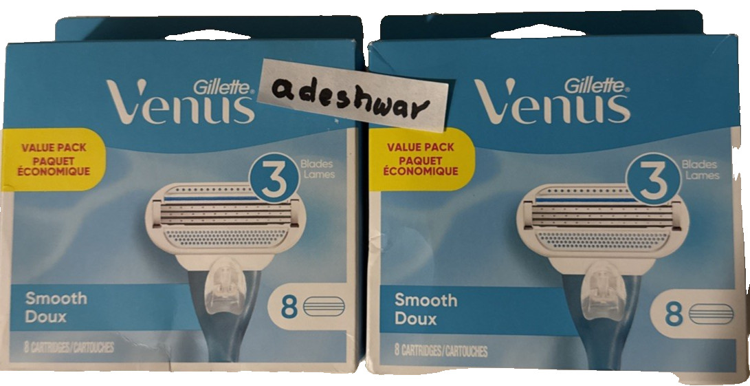 Gillette Venus Smooth 3 Blade 16 Cartridges New In Sealed box  To USA