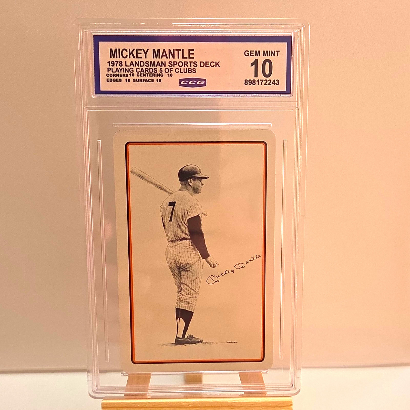 Landsman 1978 Sports Deck Mickey Mantle 5 of Clubs Playing Card CCG 10