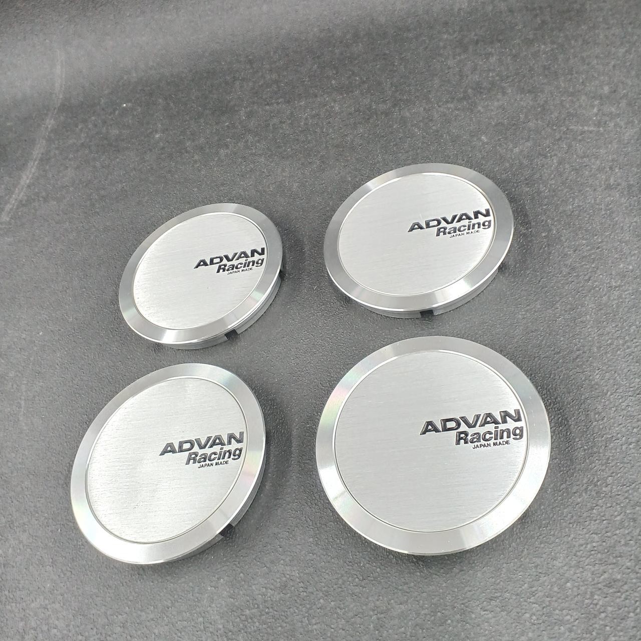 Yokohama Advan Racing Wheel Center Caps Silver 78mm Outer 73mm Inner Set 4