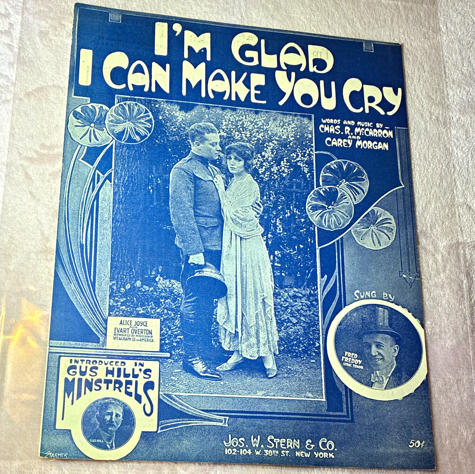 Vintage 1918 Sheet Music I\'m Glad I Can Make You Cry Alice Joyce Silent Film 