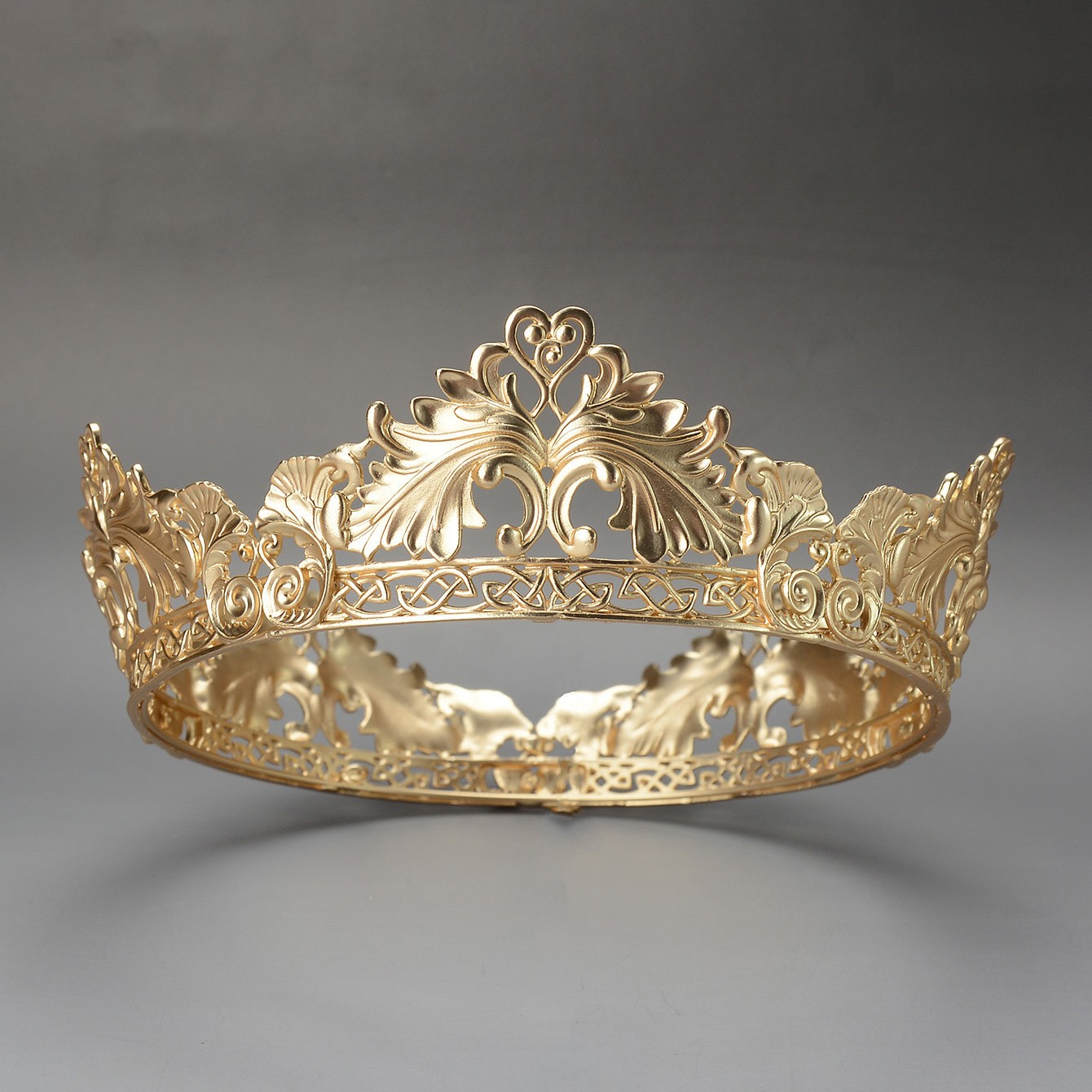 5.4cm Tall Men's Vintage Royal King Drama Wedding Gold Metal Tiara Crown For Men