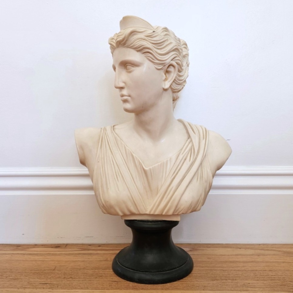 Vintage A. Santini Diana Artemis Bust Sculpture Italian Classical 19\ Vintage A. Santini Diana Artemis Bust Sculpture Italian Classical 19\