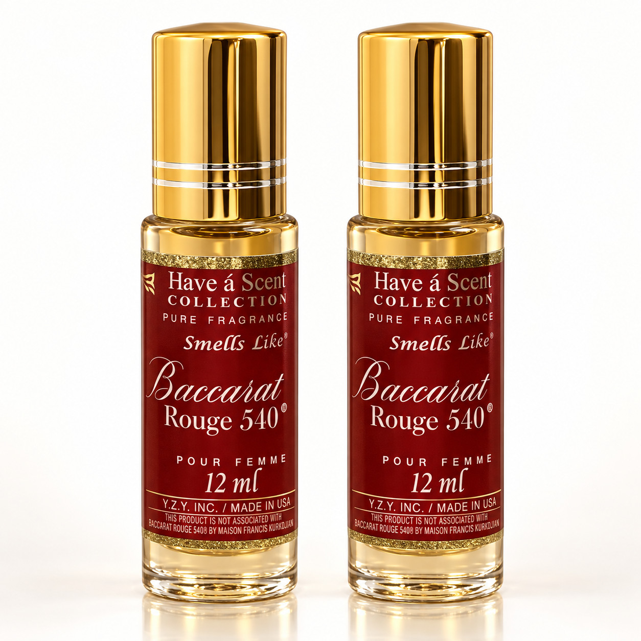 2 PACK 12ML ROLL-ON PERFUME BODY OIL - INSPIRED BY BACCARAT ROUGE 540
