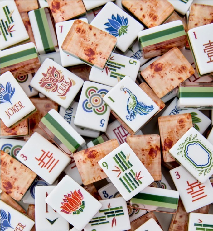 HERITAGE Wood Grain Engraved 4 Layer American Mahjong 160 Tiles Set US SELLER