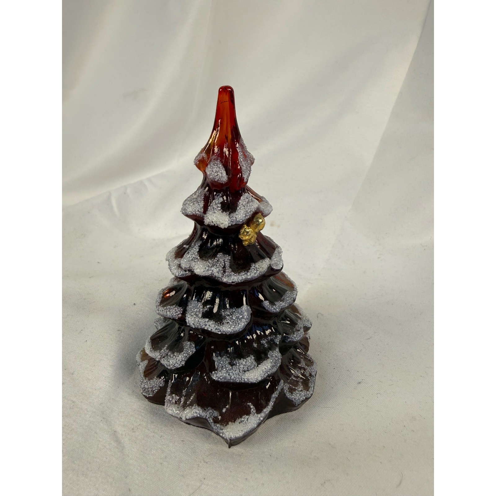 Vintage Fenton Amberina Glass Christmas Tree Figurine Gold Squirrel