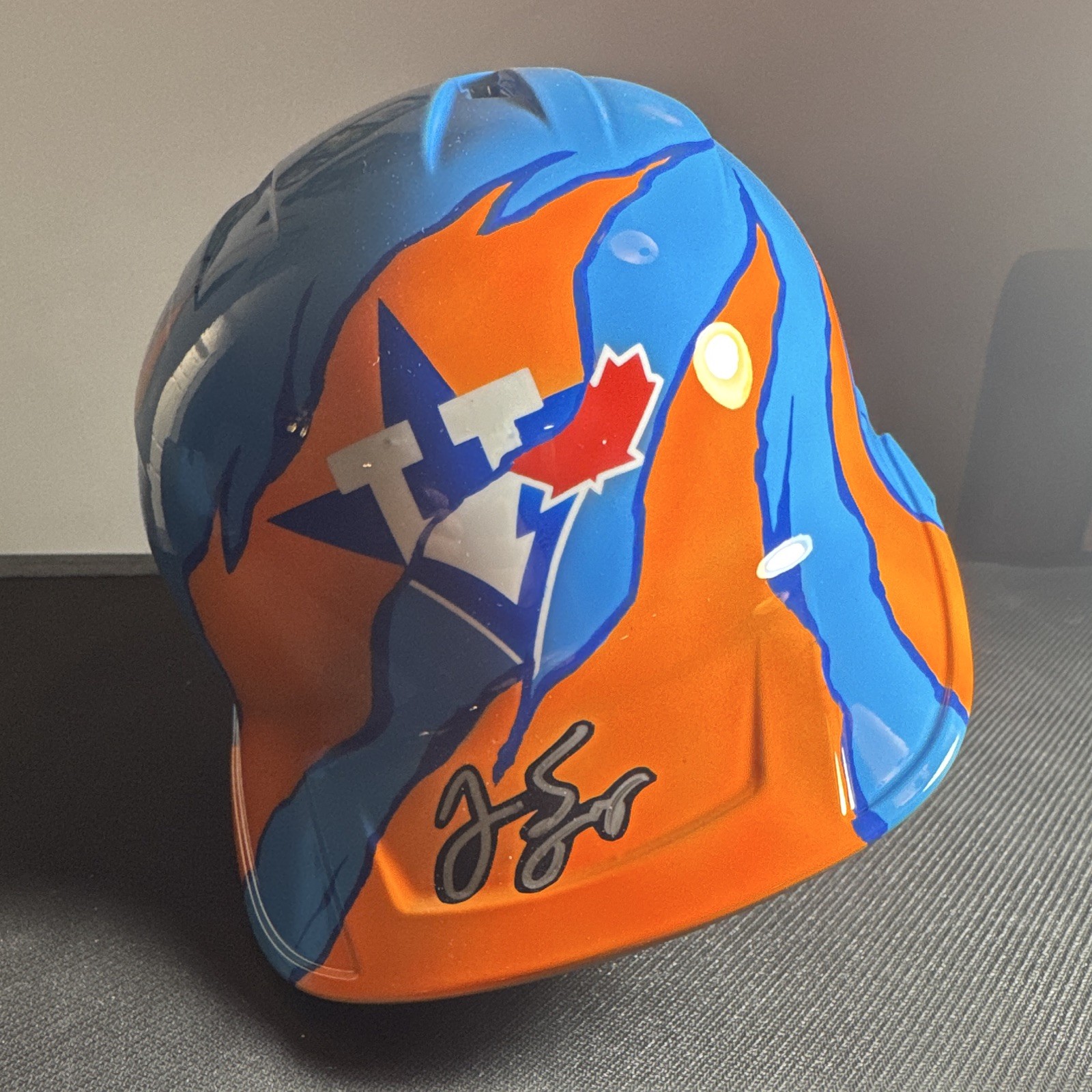 George Springer Custom Painted Autograph Batting Helmet Blue Jays Astros George Springer Custom Painted Autograph Batting Helmet Blue Jays Astros