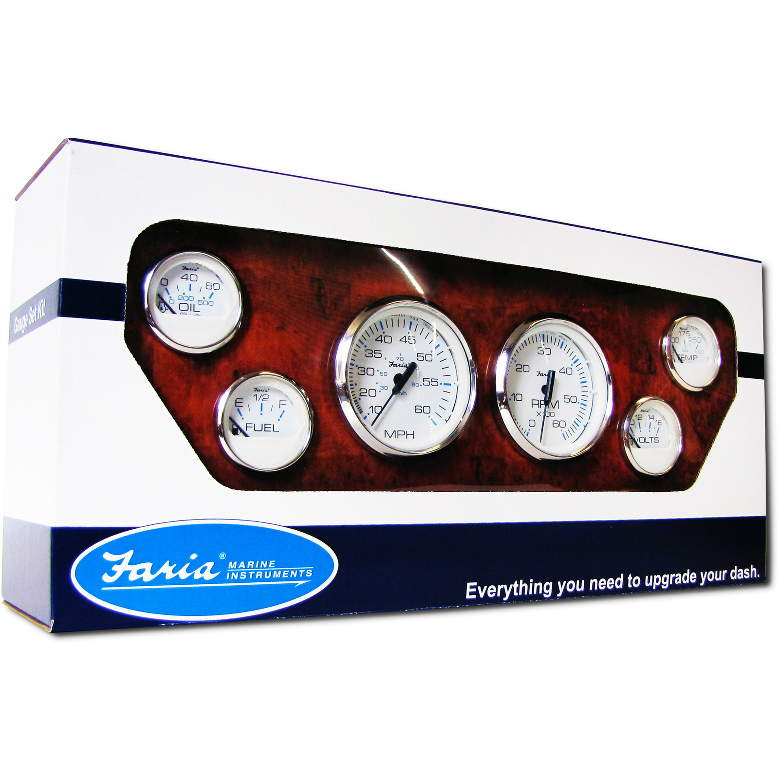 Faria KTF001 Chesapeake SS White Inboard 6 Gauge Set