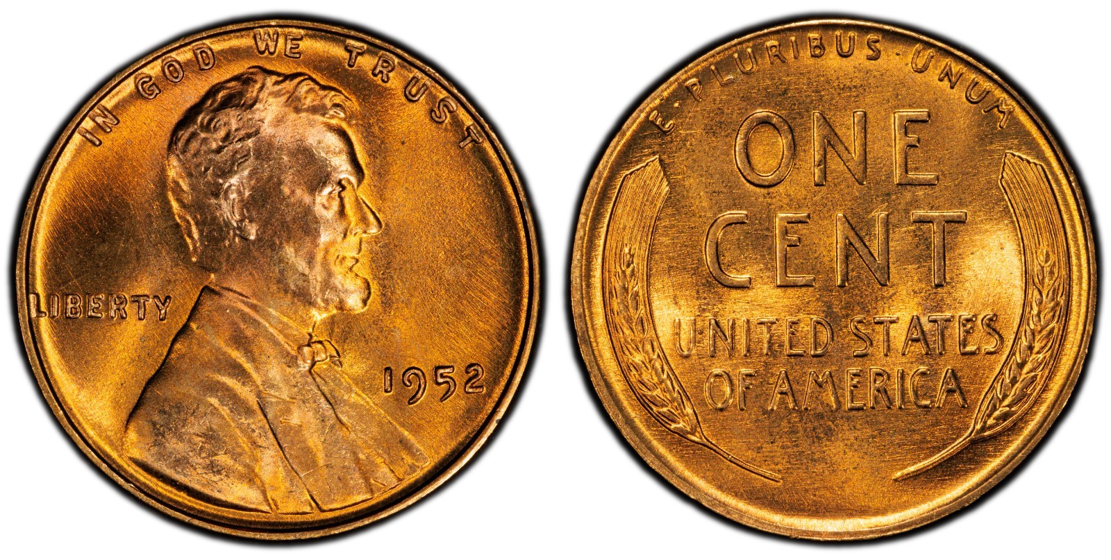 1952 P D S VERY NICE   RED  UNCIRCULATED  LINCOLN CENTS (3 COINS)