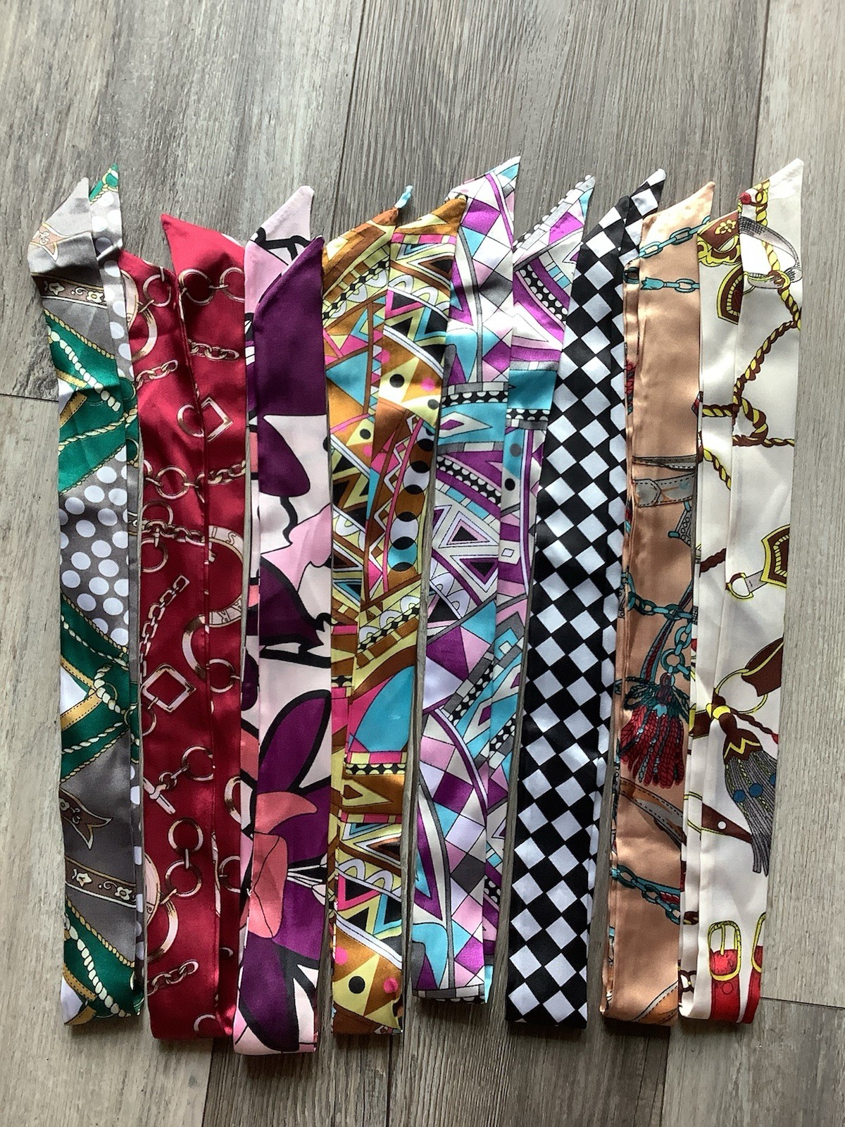 8 Pack Satin Handbag Handle Wrap Ribbon Neckerchief Scarf for Women
