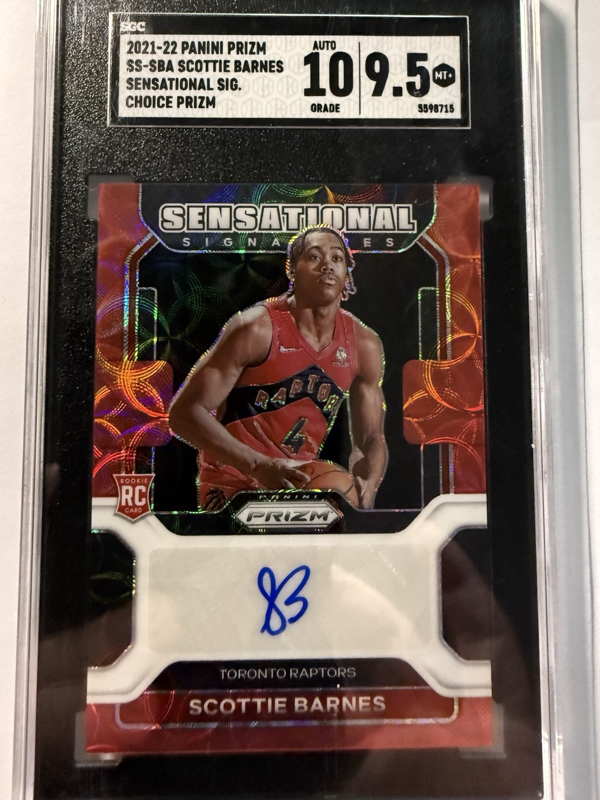2021-22 Panini Prizm Scottie Barnes Auto Choice Red Scope SGC 9.5/10 #SS-SBA