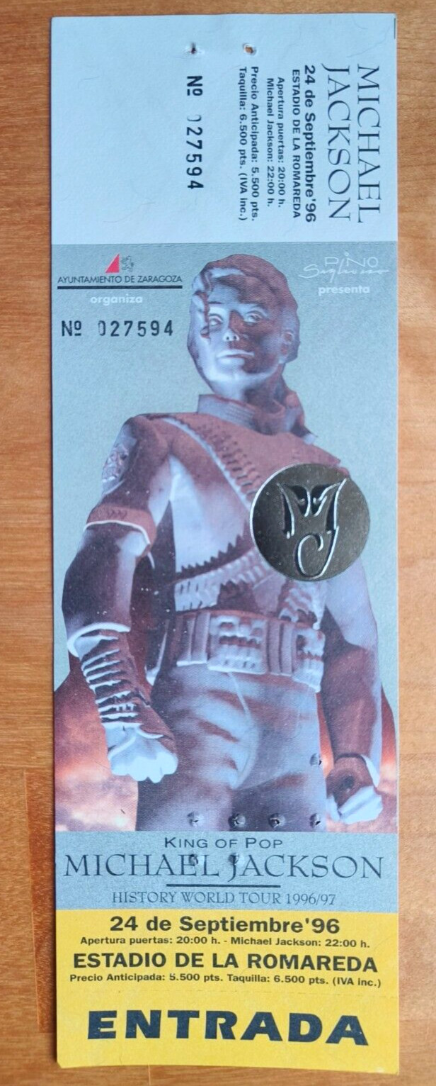 MICHAEL JACKSON ORIGINAL Unused Concert Ticket HISTORY 1996 Zaragoza Spain MINT