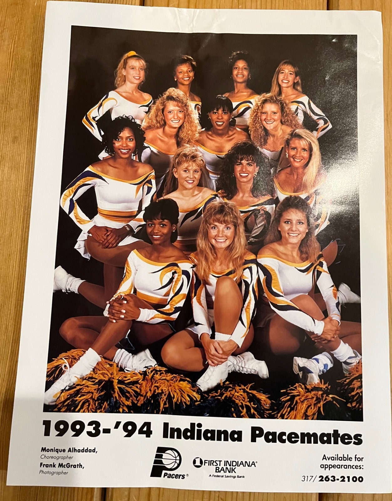 1993 1994 Indiana Pacers PACEMATES DANCE TEAM PHOTO 8.5x11
