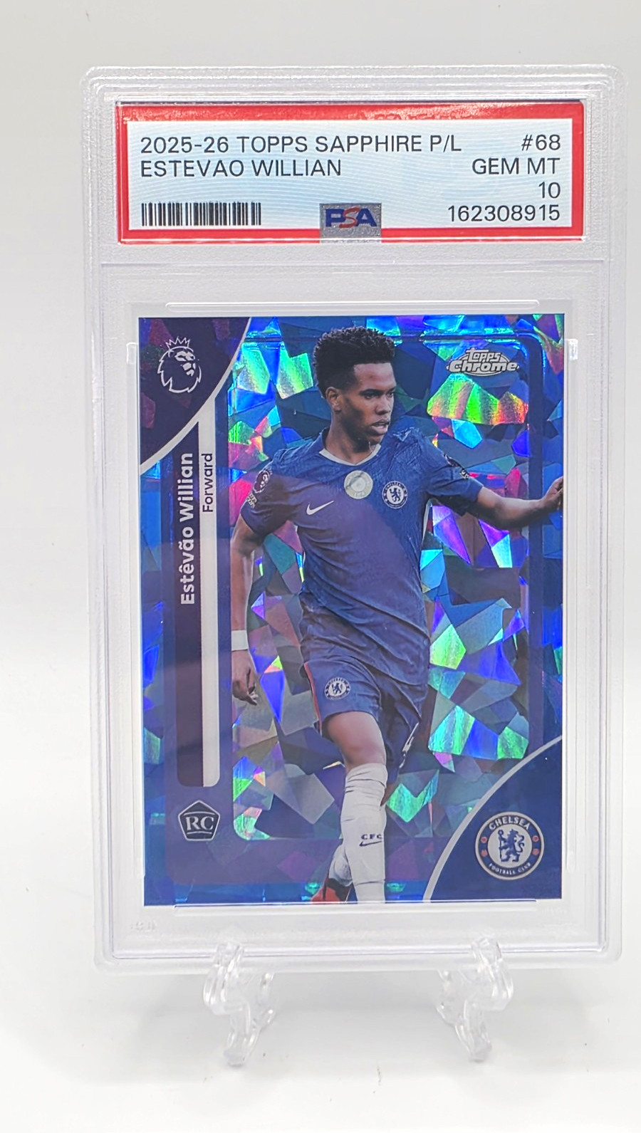 Topps 2025-26 Sapphire Premier League Estevao Willian Chelsea #68 RC PSA 10