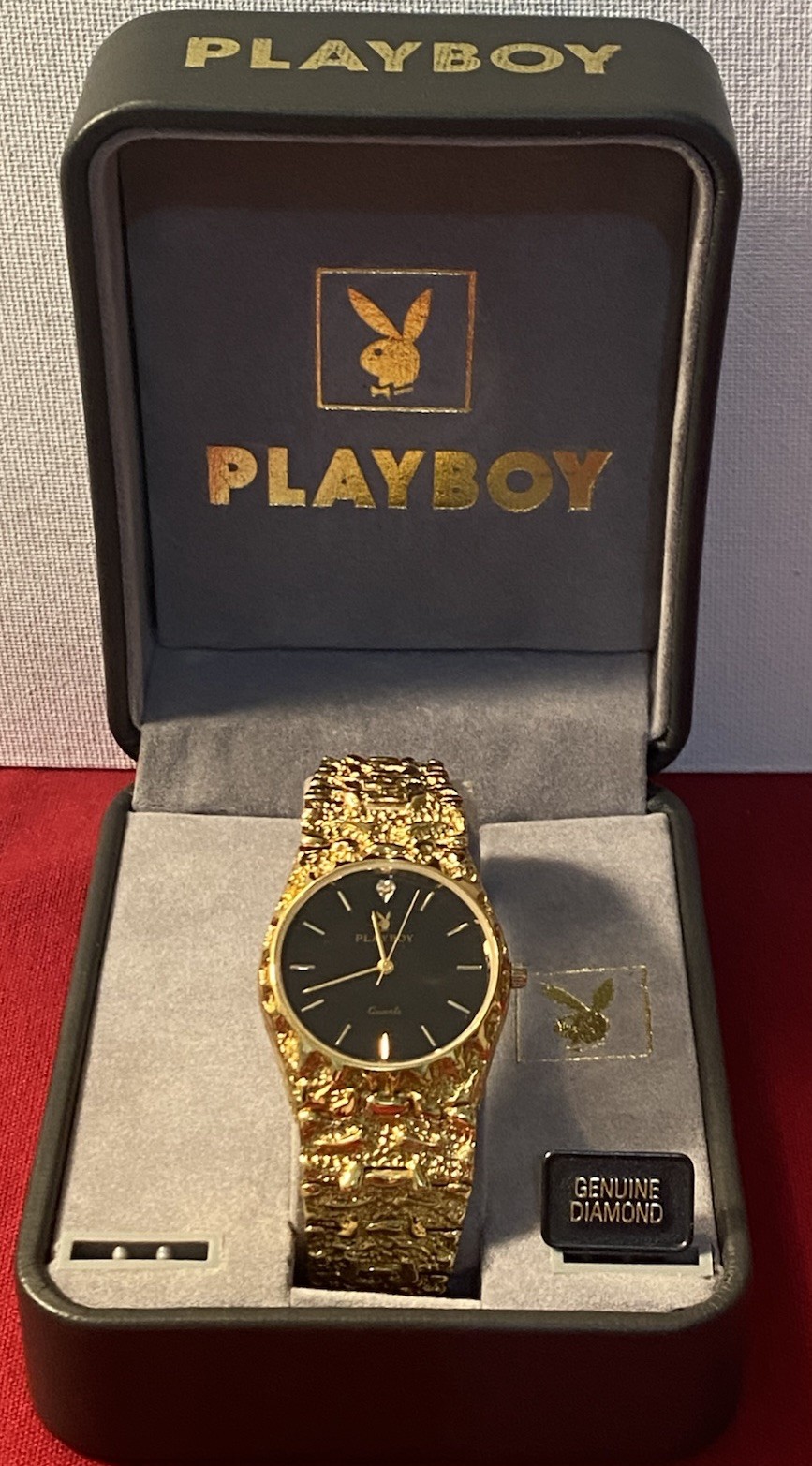 Authentic 1960’s Playboy Gold Nugget Watch Diamond Complete w/Original Box WORKS