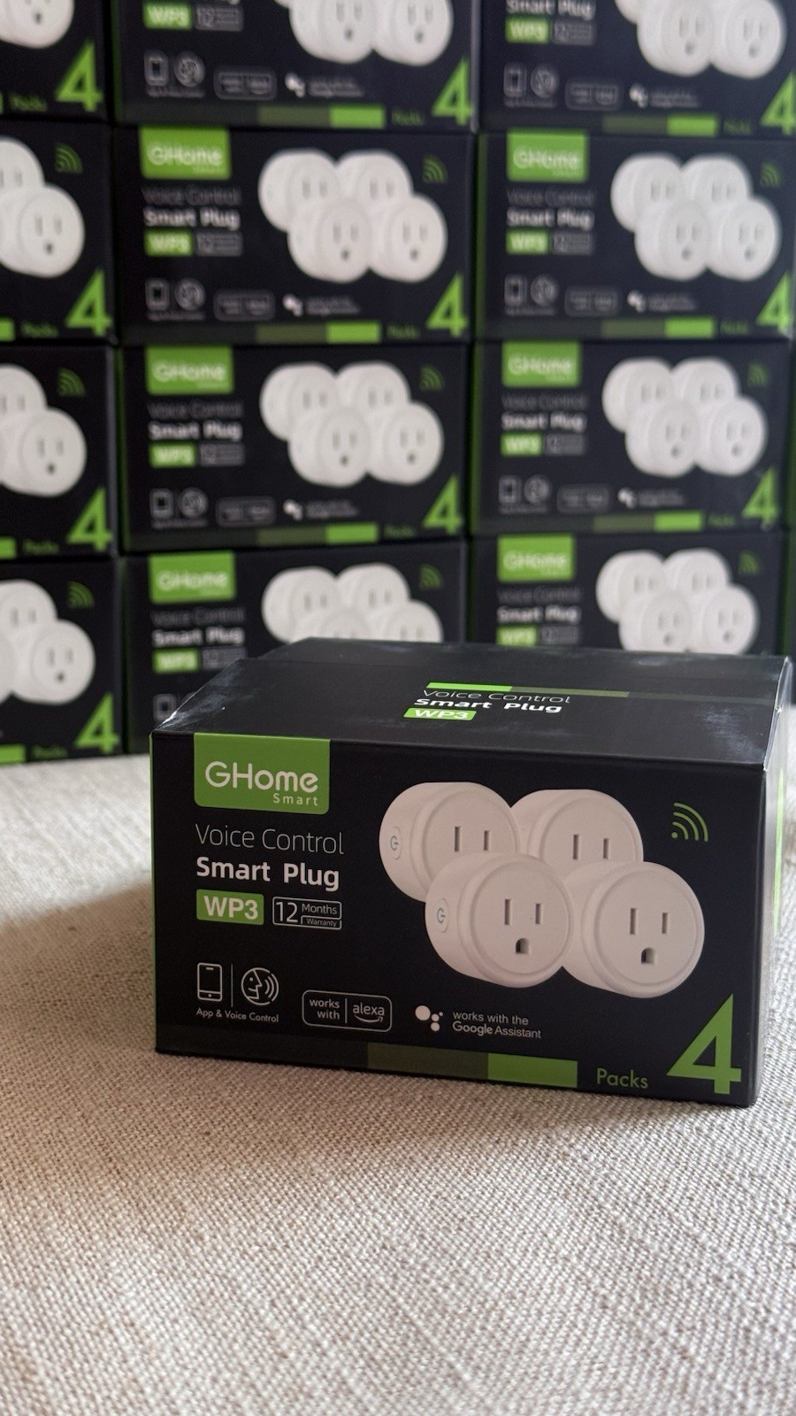 GHome Smart Wi-Fi Smart Plug WP3 4-Pack Voice Control Alexa Google Assistant Whi