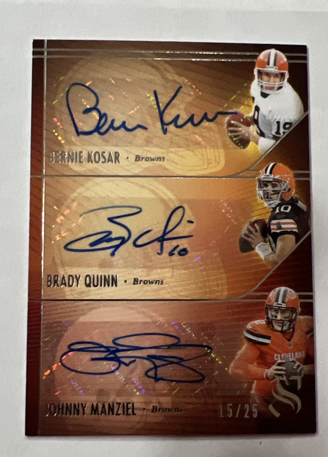 Cleveland browns Qb’s Kosar, Quinn, Manziel auto /25 Cleveland browns Qb’s Kosar, Quinn, Manziel auto /25