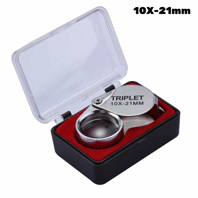 10X 20X 30X Folding Magnifying Glass 21mm Jewelers Loupe Metal Pocket Magnifier