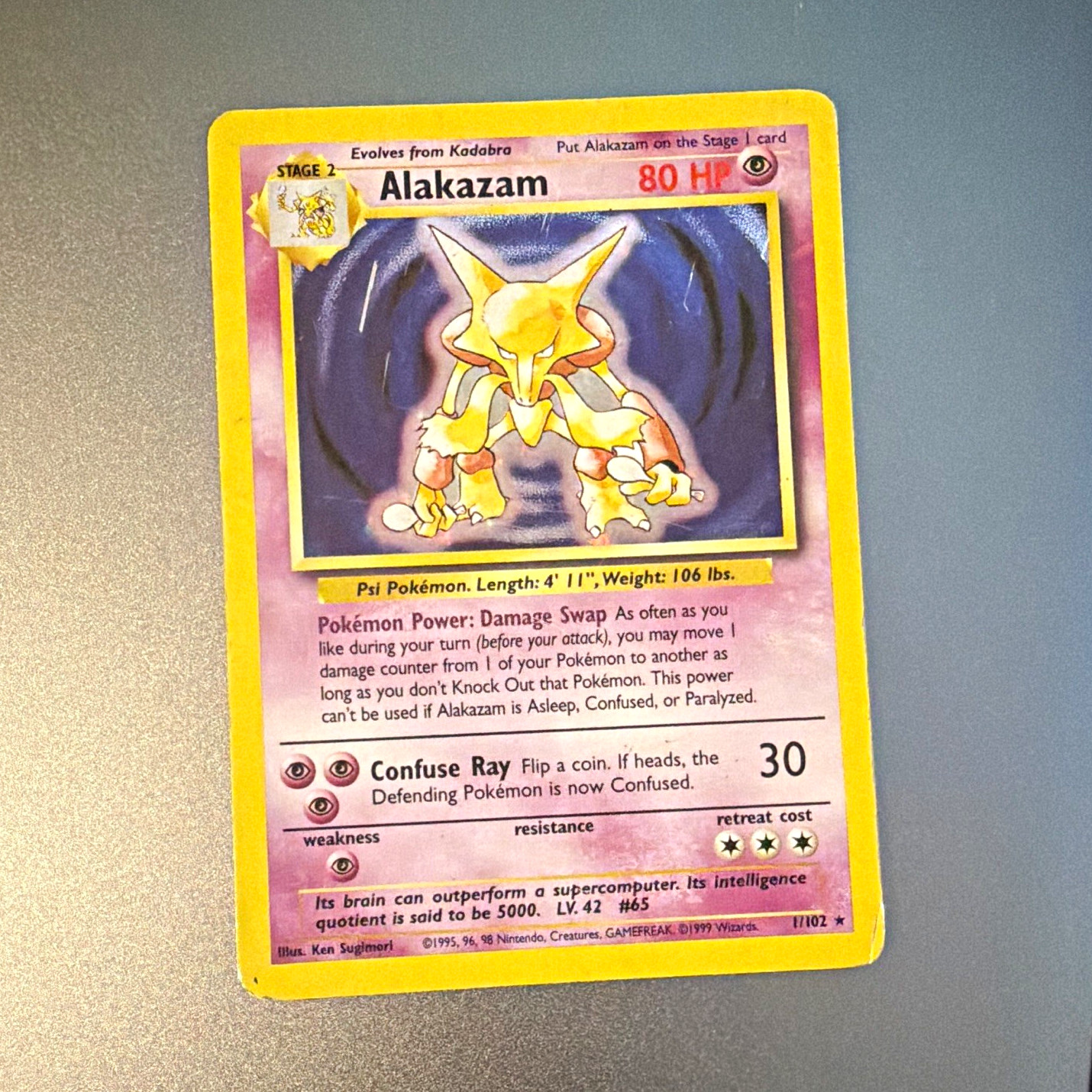 Alakazam 1/102 Pokemon Base Set English 1999 Holo heavy plated