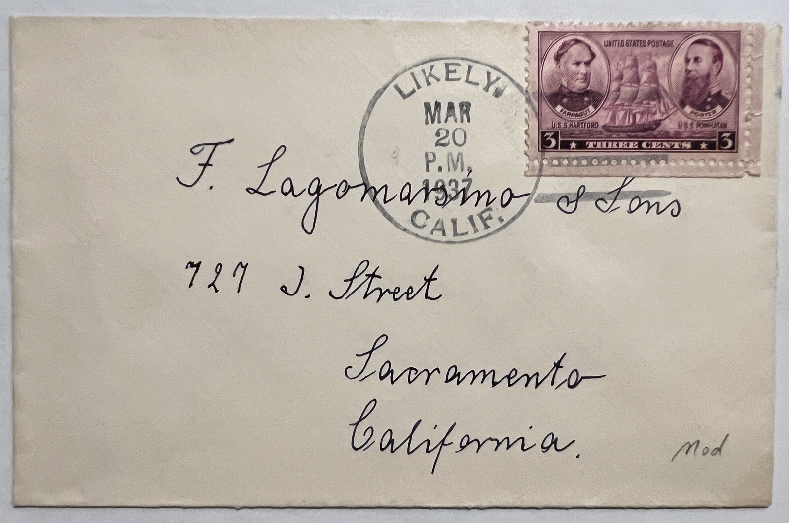 RARE 1932 LIKELY, CALIFORNIA (POPULATION 50) SENT TO SACRAMENTO COVER