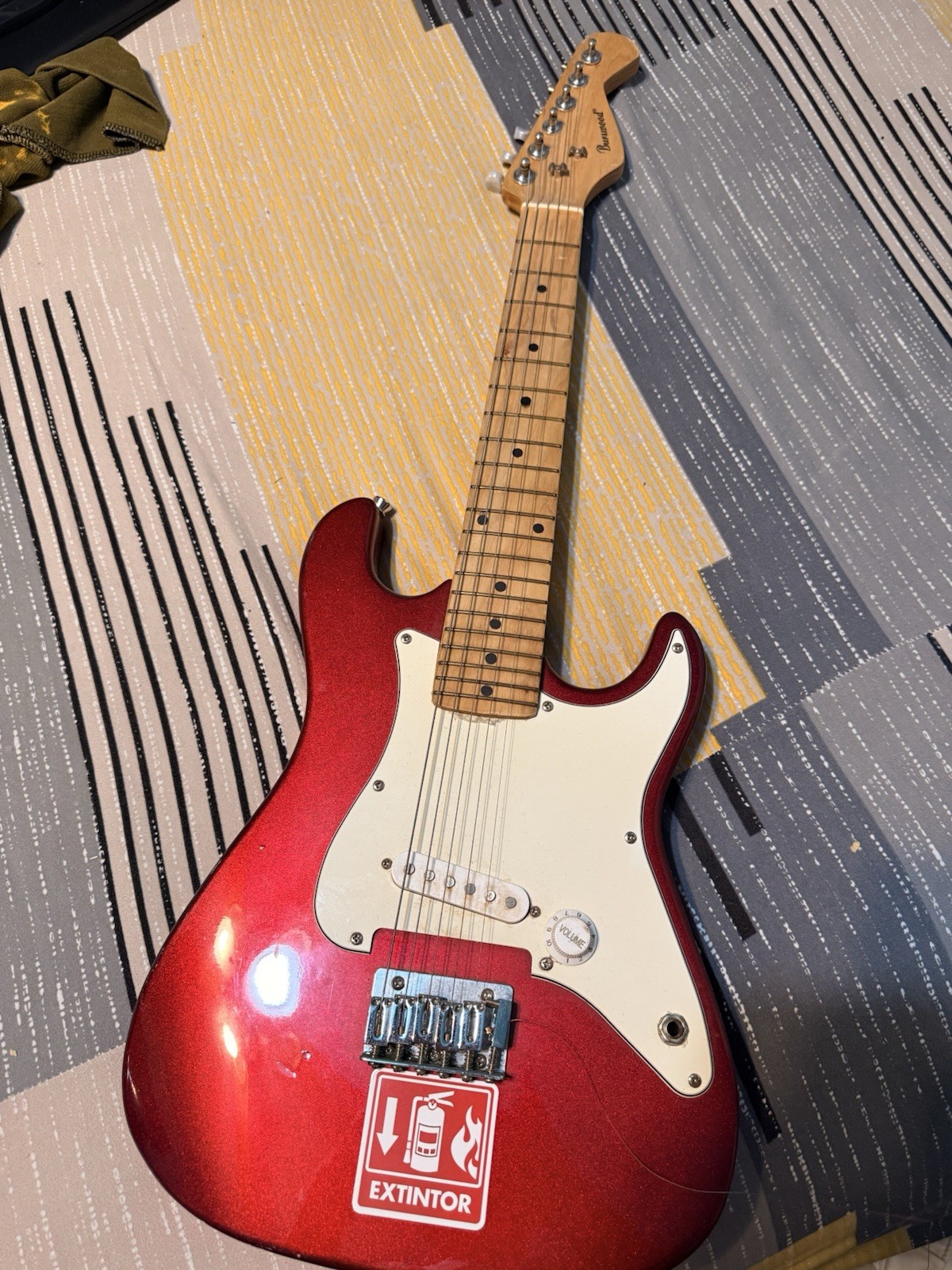 Burswood Red Electric Guitar Solid Body 6 String Maple Neck 21 Frets