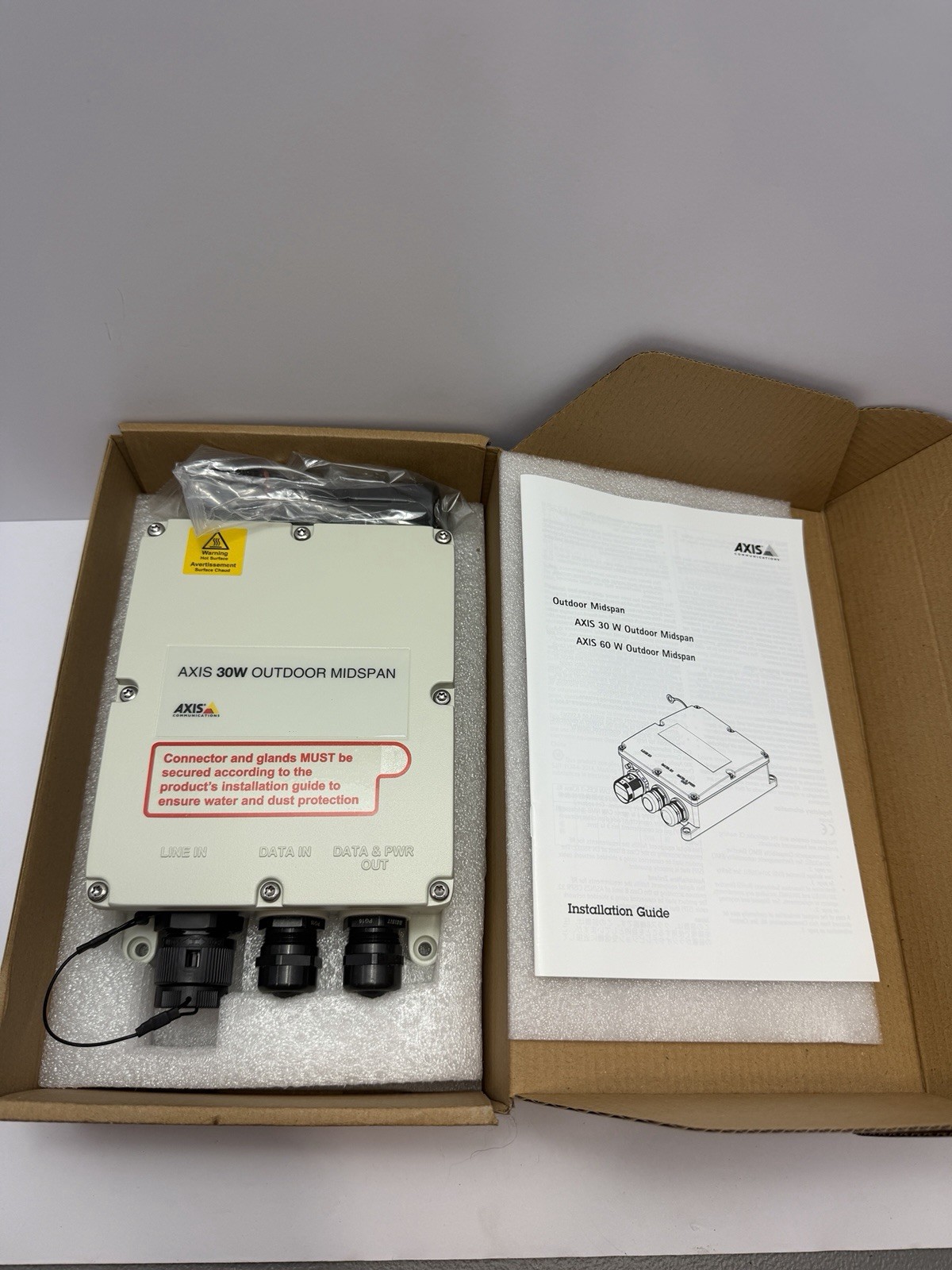 Axis Communications 01944-001 30W Outdoor PoE Midspan IP66 Metal Case