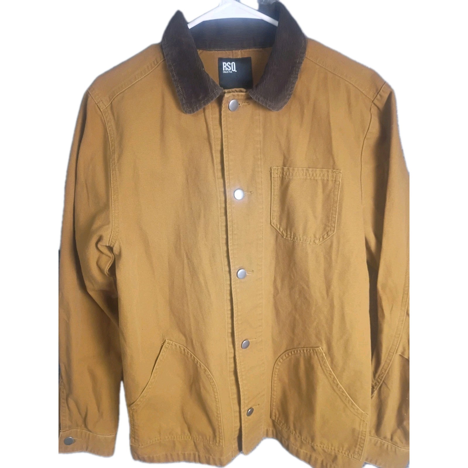 RSQ Collective Canvas Chore Jacket Brown Corduroy Collar Workwear Small RSQ Collective Canvas Chore Jacket Brown Corduroy Collar Workwear Small