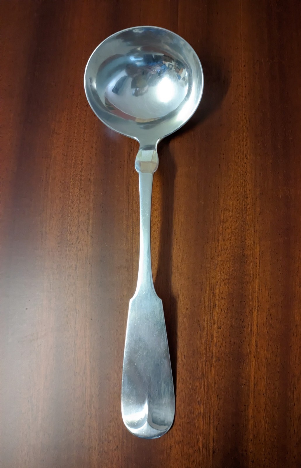 Antique 1840s Lincoln & Reed Boston Coin Silver Sauce Ladle Monogram B 19cm