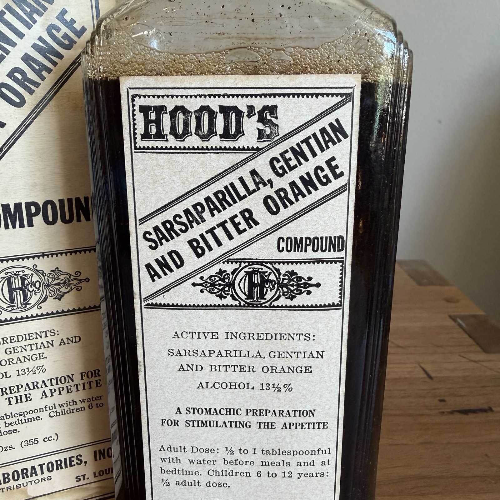 Vintage Hood's Sarsaparilla Pharmacy Apothecary Intact Label Box DISPLAY ONLY