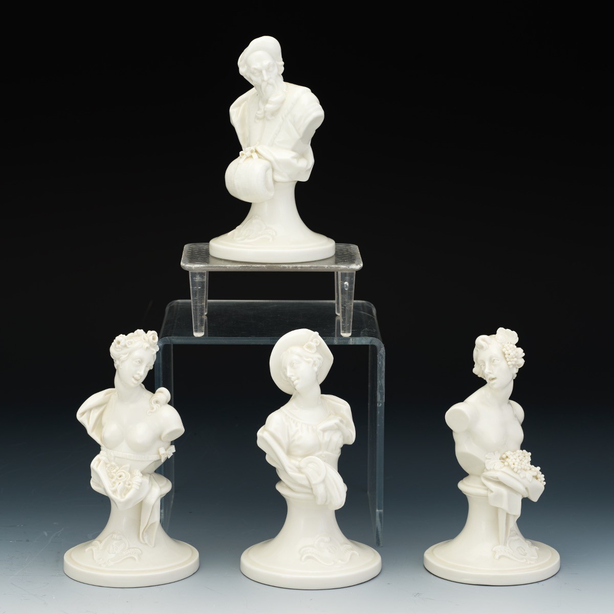 Antique Nymphenburg Porcelain Busts Four Seasons Bustelli White Figures Set 4