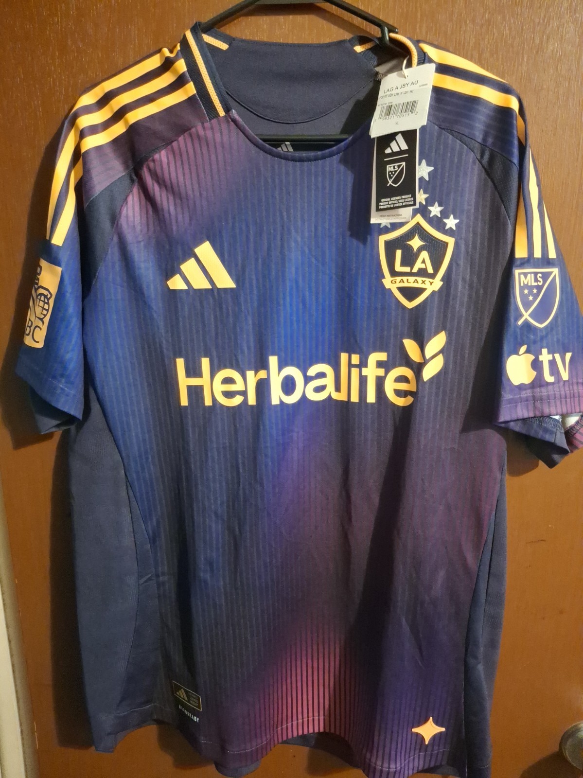 Mens Adidas MLS LA Galaxy Galaxy 2025 Navy Away Authentic Jersey Sz Xl Slim Fit