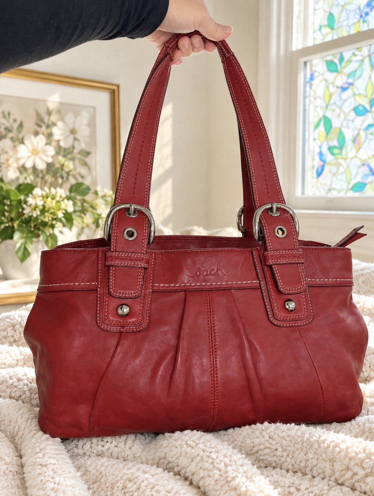 Coach Vintage Leather Shoulder Bag Women Y2K Coach Vintage Leather Shoulder Bag Women Y2K