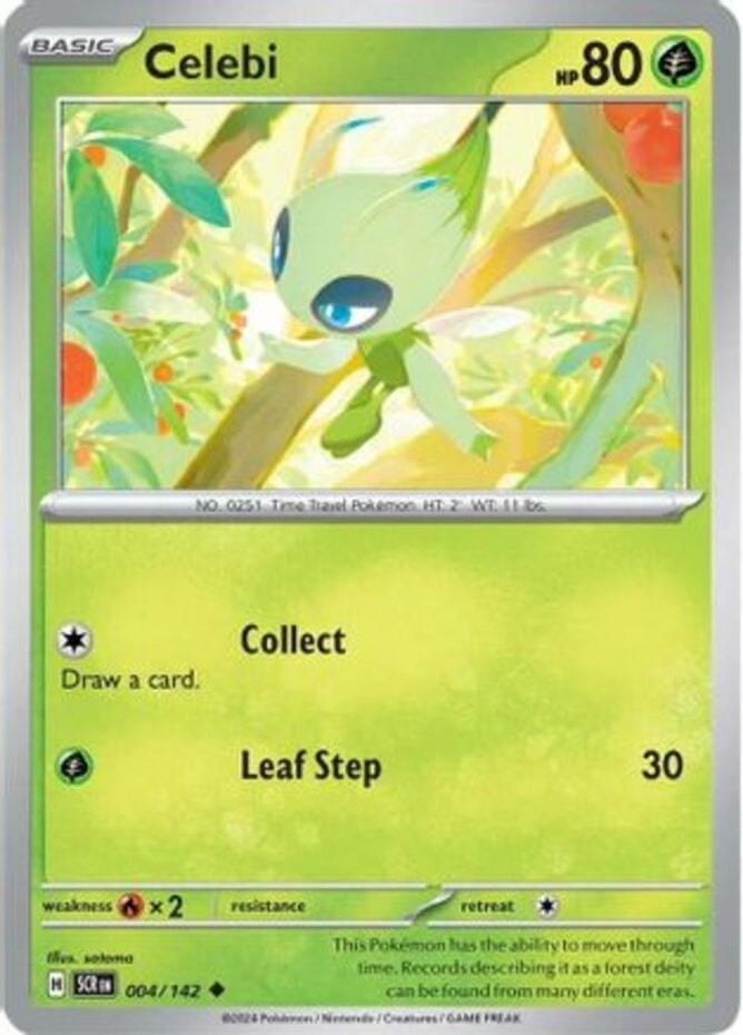 Celebi - 004/142 - Uncommon (Near Mint) Stellar Crown - Grass Pokémon