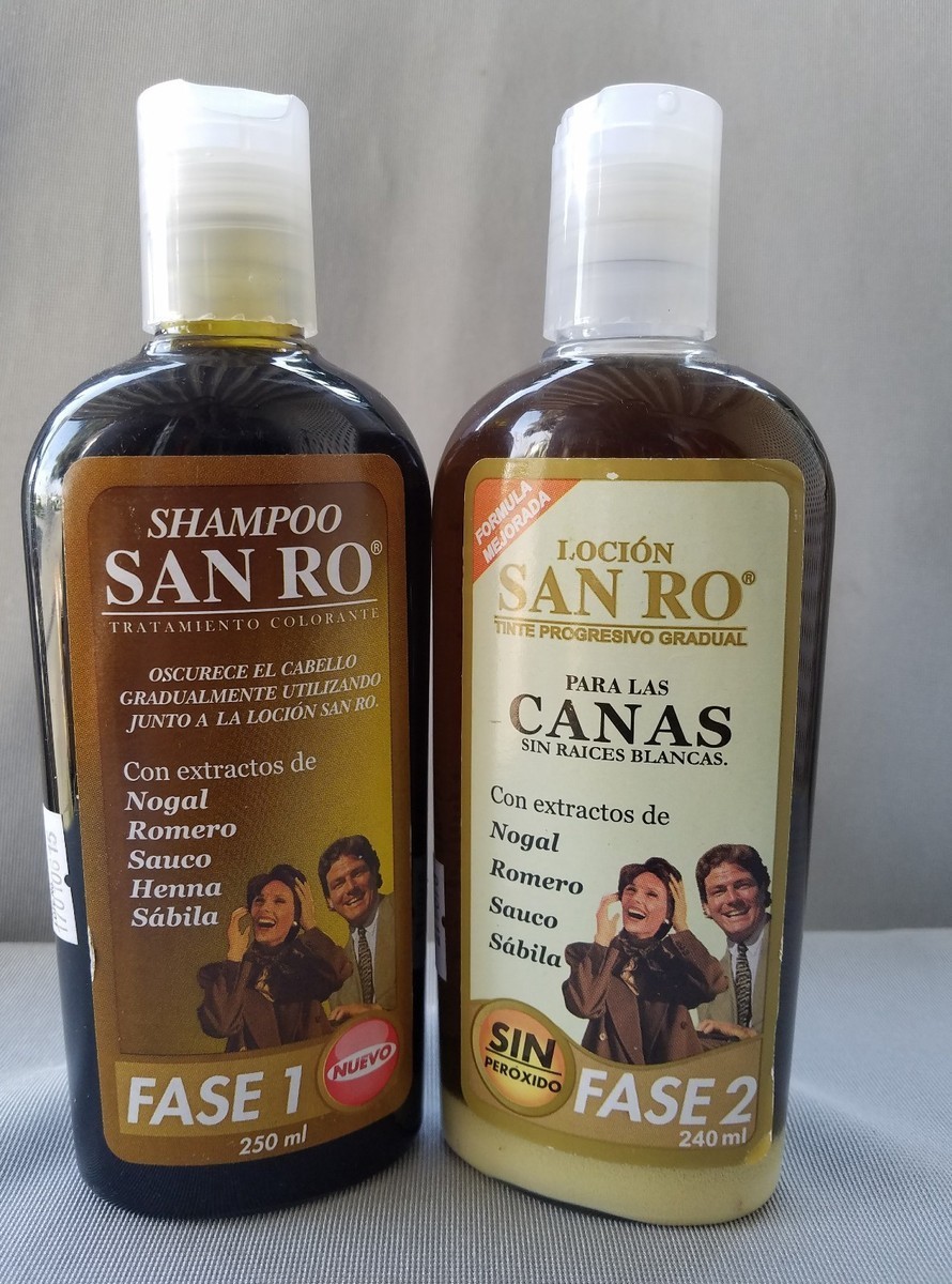 ORIGINAL San Ro Gray Hair Coloring Set – Herbal Shampoo & Lotion 240 ml 