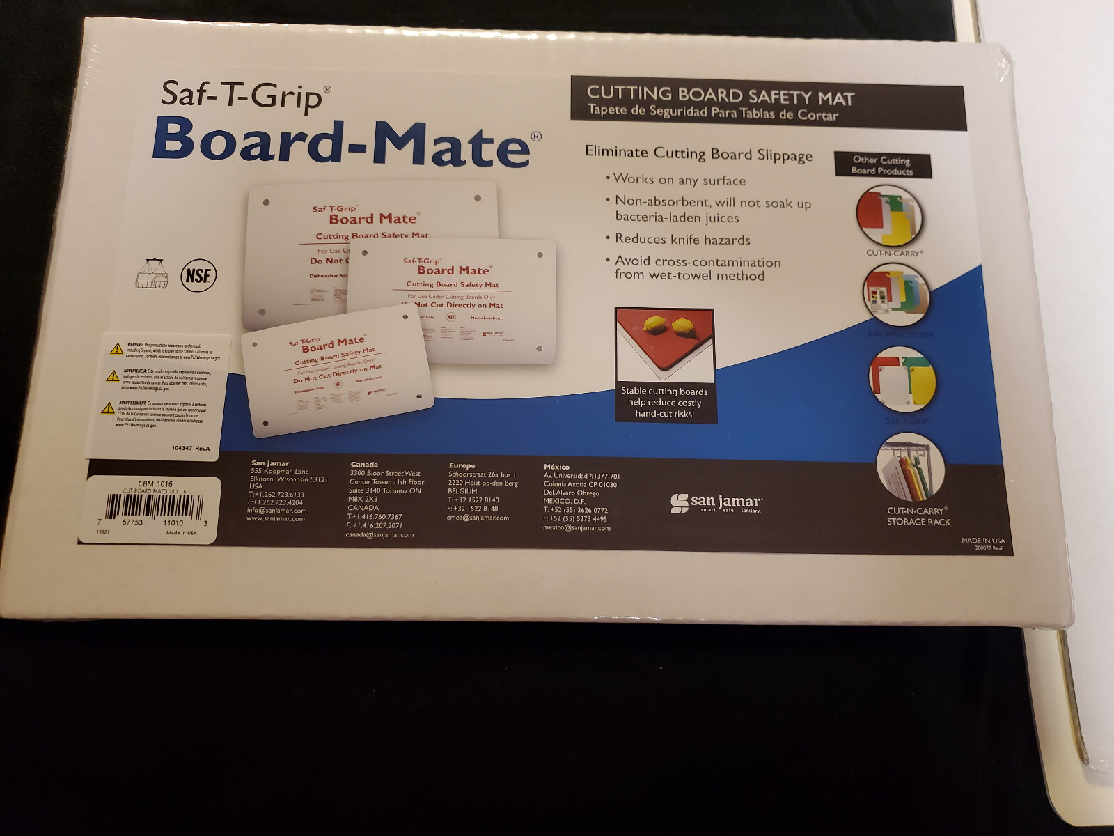 San Jamar CBM1622 Saf-T-Grip Board-Mate 22\