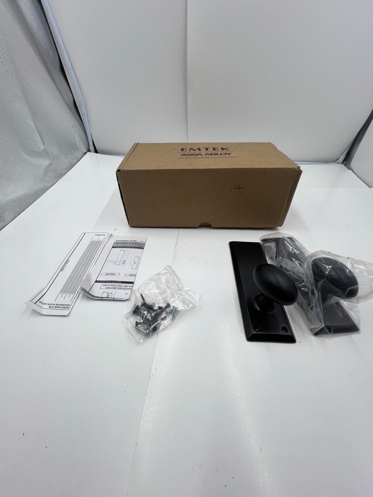 Emtek Dummy Pair, Sideplate Locksets Quincy Non-Keyed 7-1/8\'\', Egg Knob, US10B