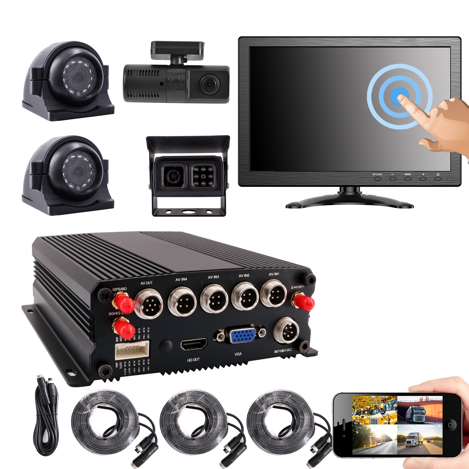 JOINLGO 4CH GPS 4G 1080P Mobile Truck Fleet DVR Video Camera Kit 10\