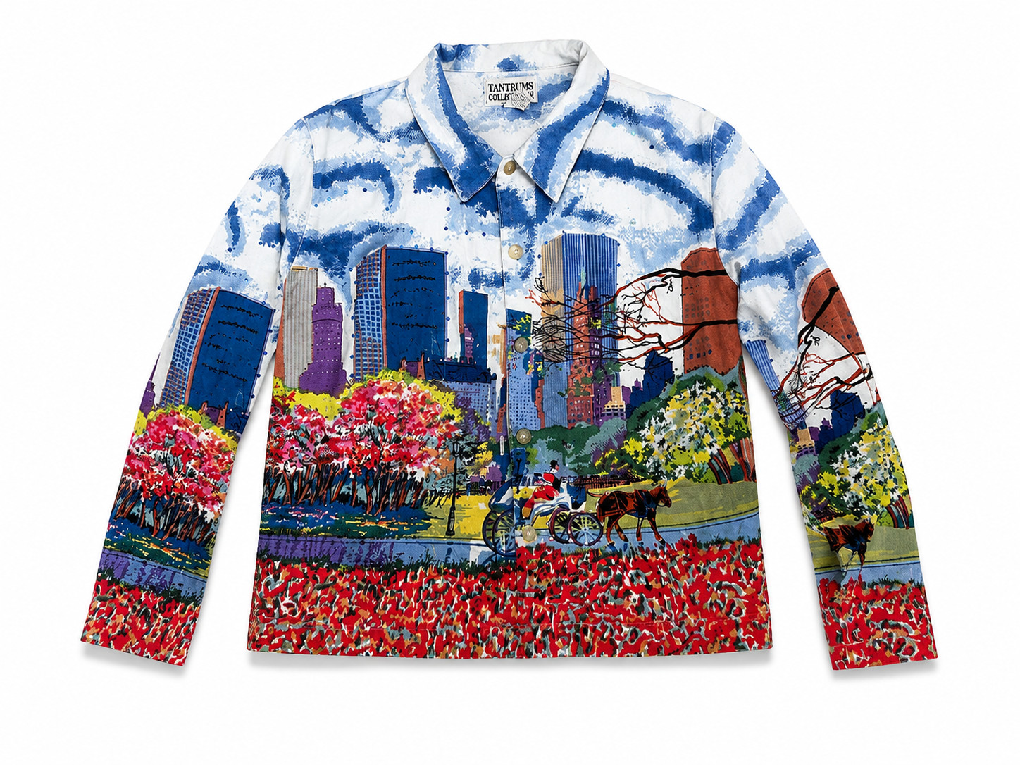 Tantrums Collection Scenic City Print Button Front Shirt Jacket 100% Cotton Size