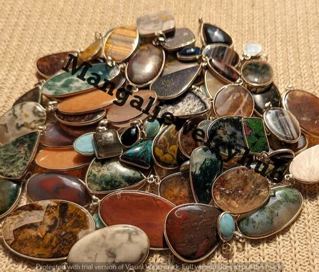 Wow Tiger's Eye & Mix Gemstone 10PCS Pendants 925 Silver Plated Bulk Lot Jewelry