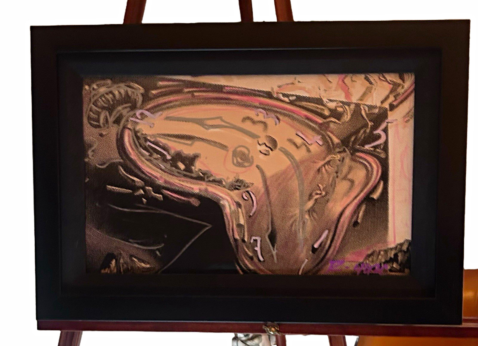 Framed Original Mixed Media Canvas Painting “Melting Clocks” by Daniel Fuentes Framed Original Mixed Media Canvas Painting “Melting Clocks” by Daniel Fuentes