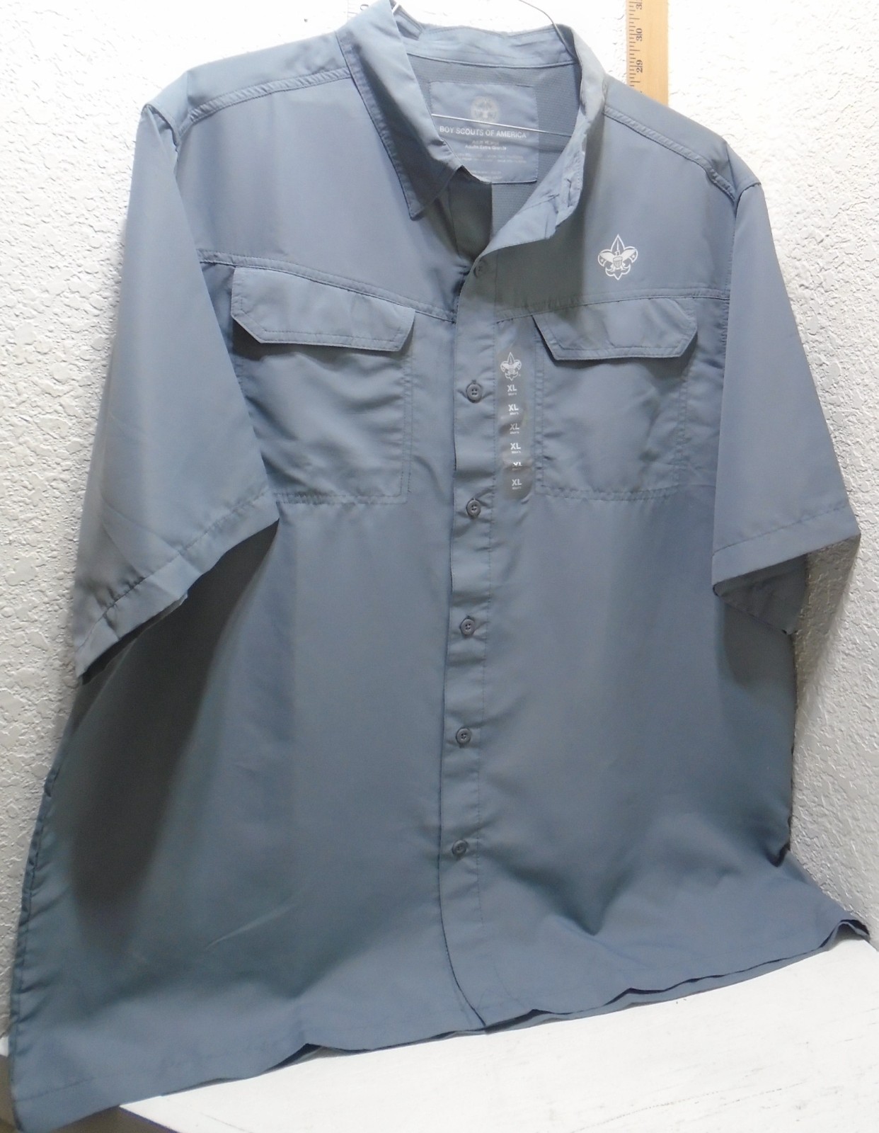 Boy Scouts of America Men’s XL Vented Button Down Gray Hiking Fishing Shirt