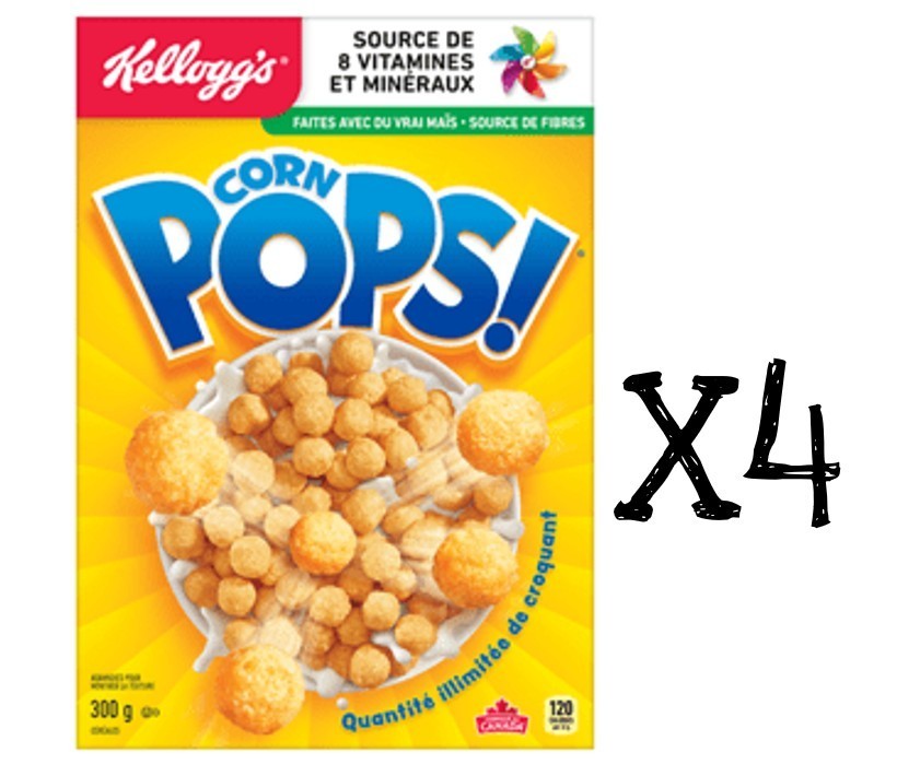 4 Boxes Kellogg\'s Corn Pops Cereal 300g 11oz From Canada Fresh