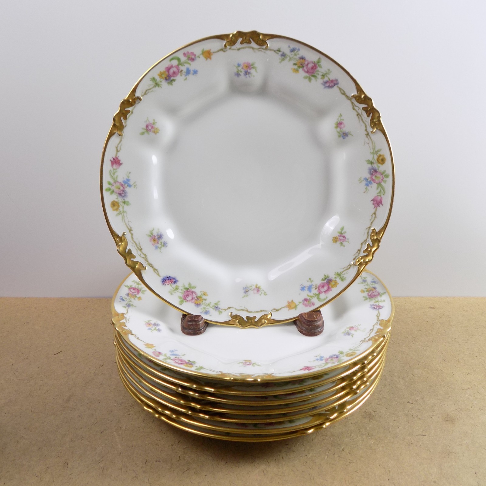 8 GDA Chas Field Haviland Limoges Porcelain Dinner Plates 9.75