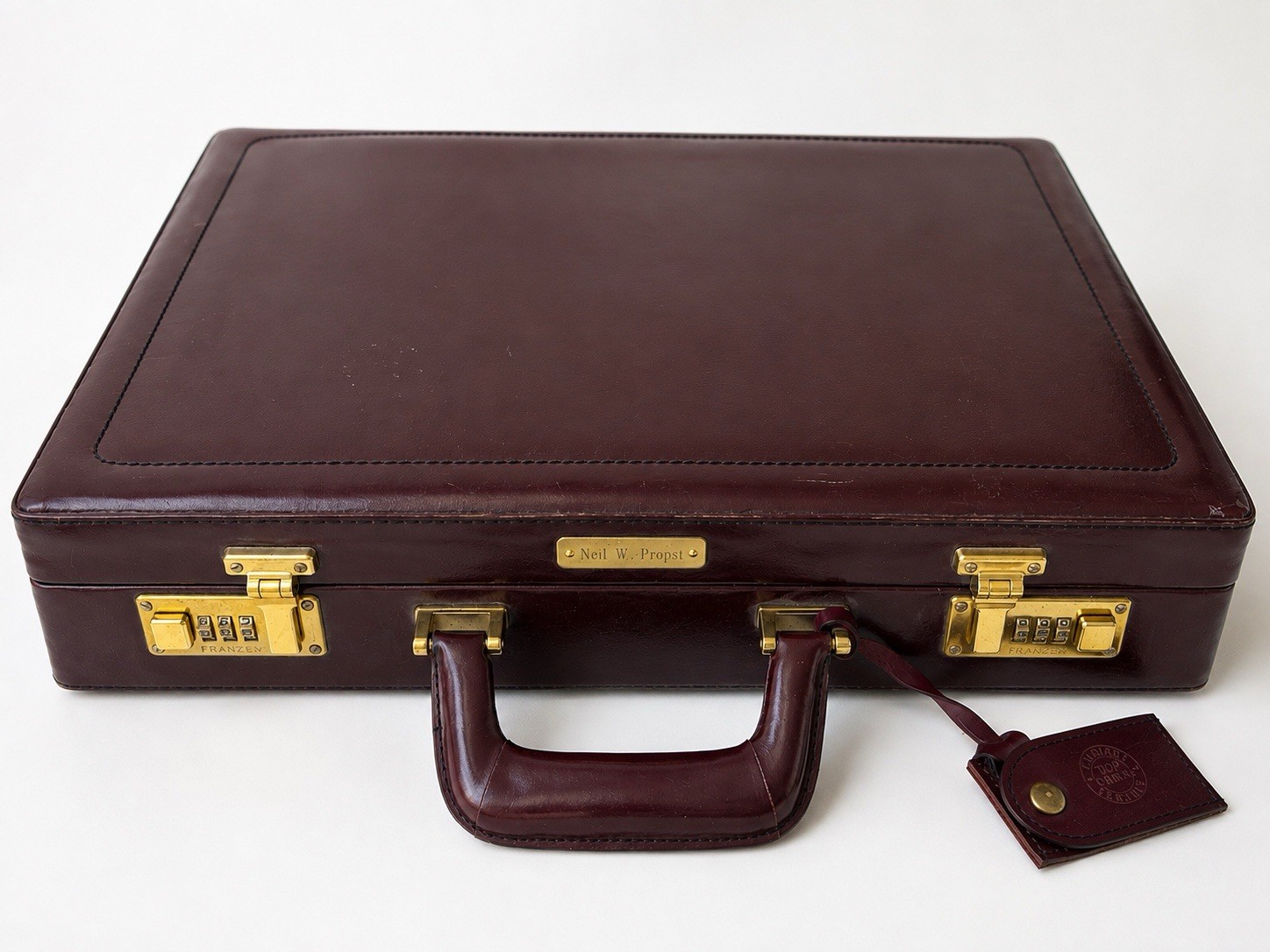 Vintage Franzen Top Grain Leather Attache Briefcase Romania Burgundy Suede Lined