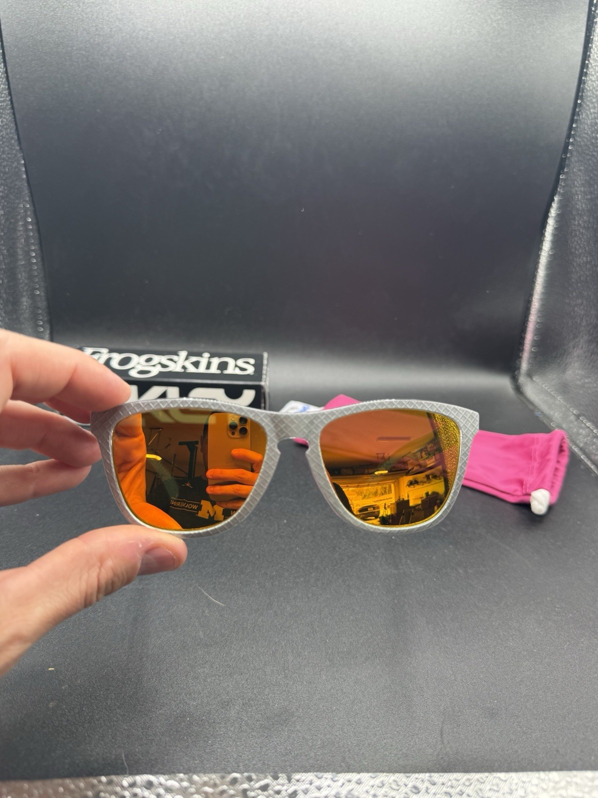 Oakley Frogskin Checkbox Silver/Fire Iridium Lenses OO9013-C155 New