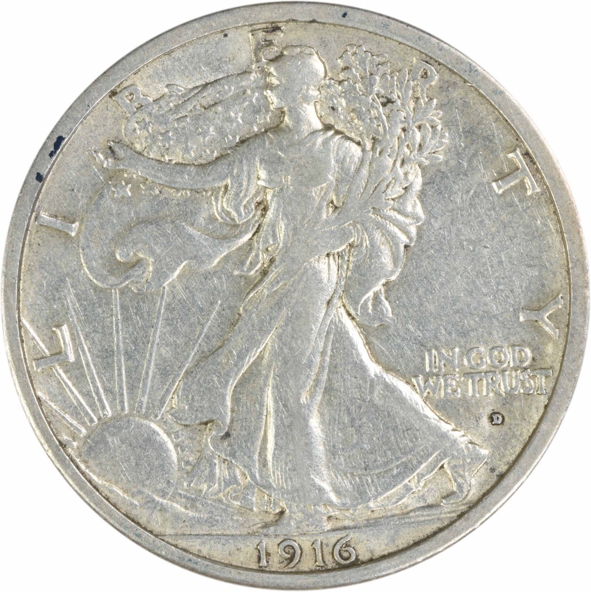 1916-D Walking Liberty Silver Half Dollar EF Uncertified #239 1916-D Walking Liberty Silver Half Dollar EF Uncertified #239